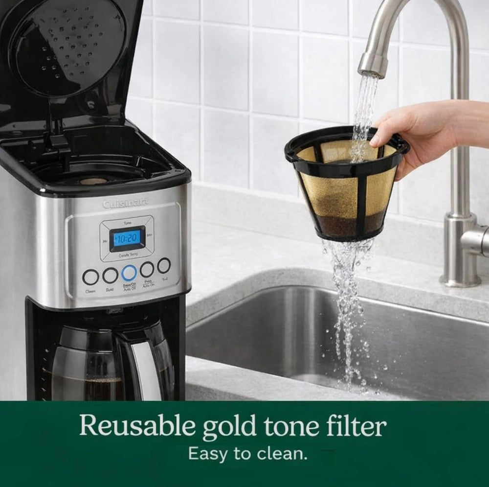 Cuisinart Brew Pause pouring a cup mid-brew for quick service and minimal drip
