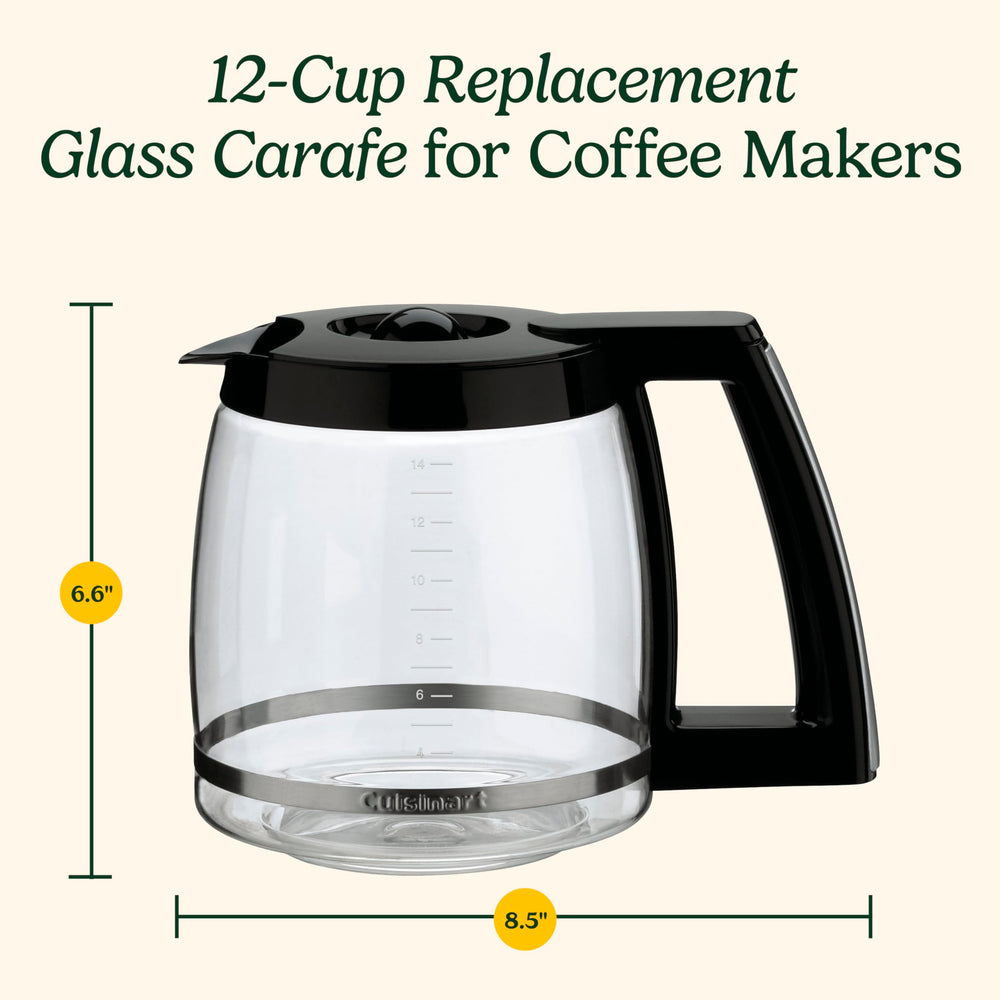 Cuisinart carafe next to mug showing scale and full 14-cup capacity