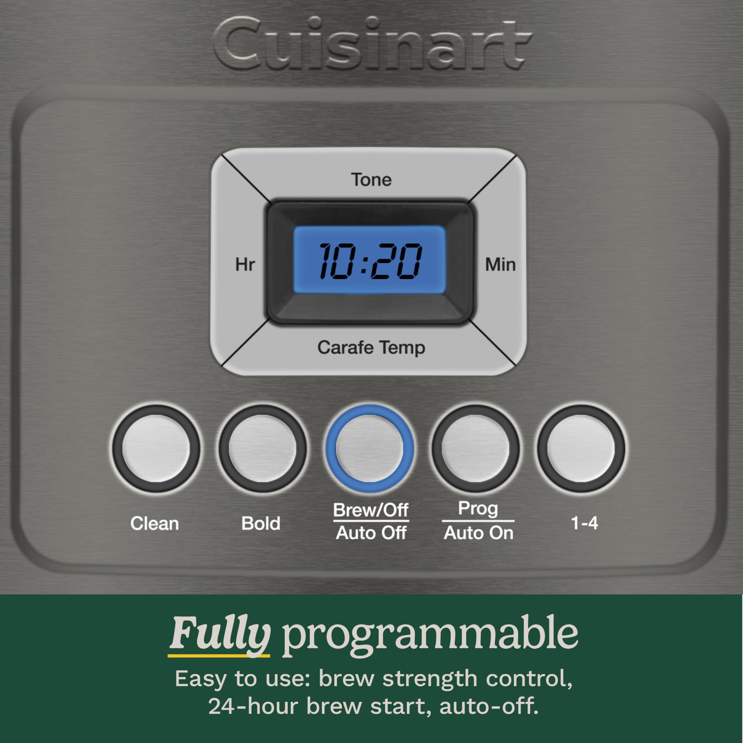 Cuisinart control panel with backlit LCD for easy programming and timer