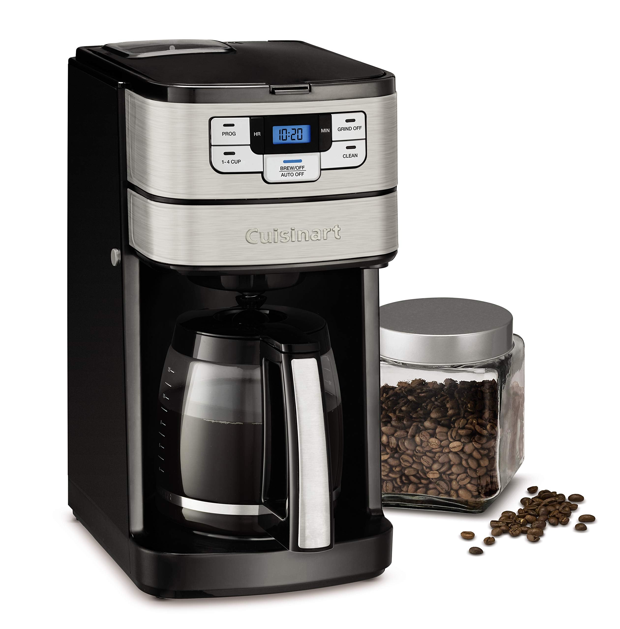Cuisinart front view showing controls and stainless steel finish for effortless brewing