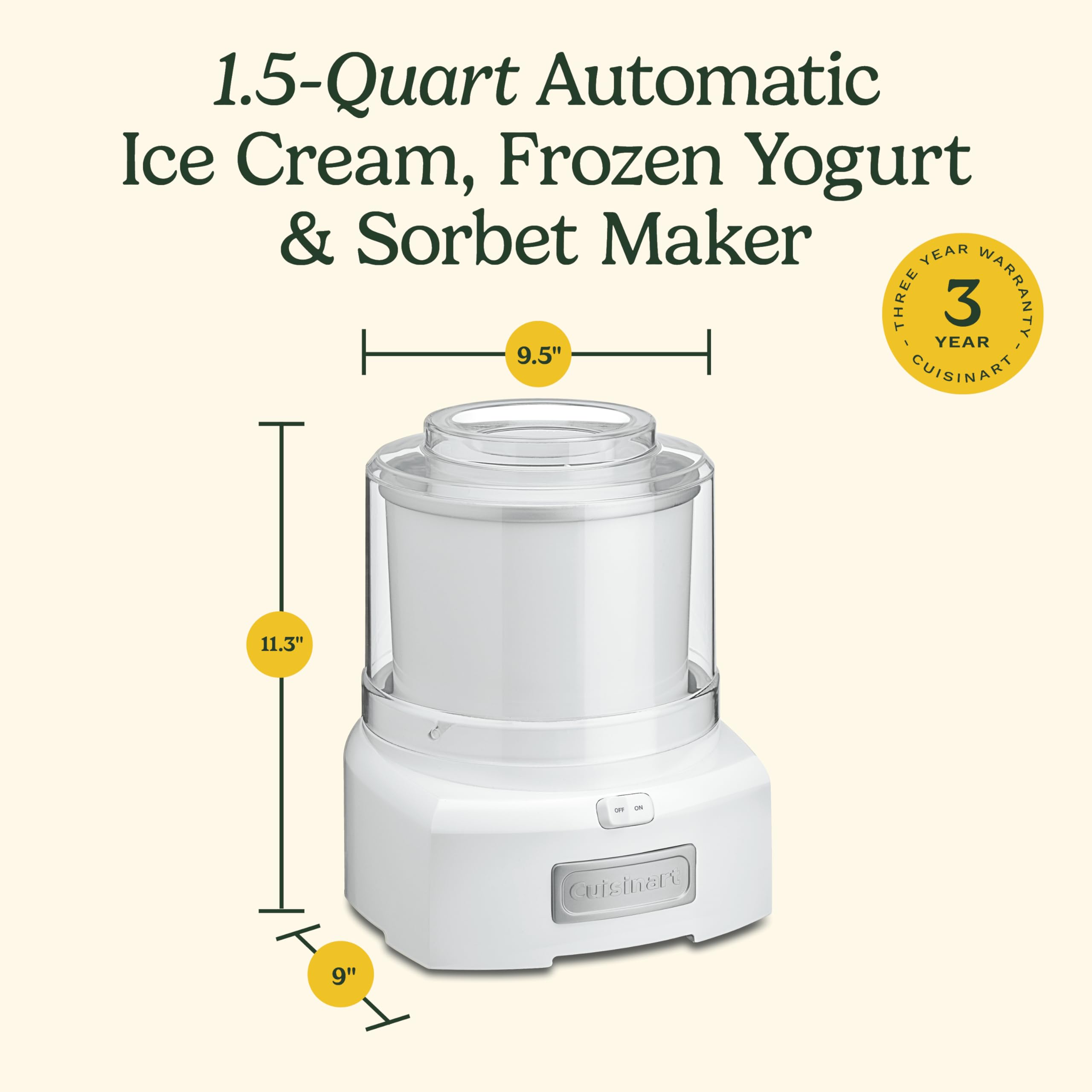 Cuisinart double-insulated freezer bowl texture for fast freezing benefit