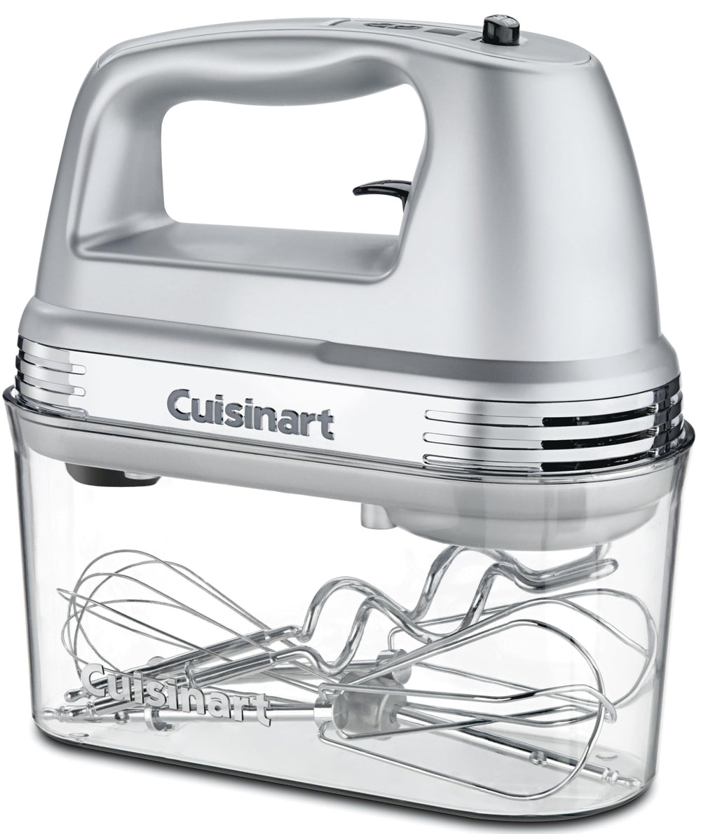 Cuisinart front view with accessories showing compact storage and included tools