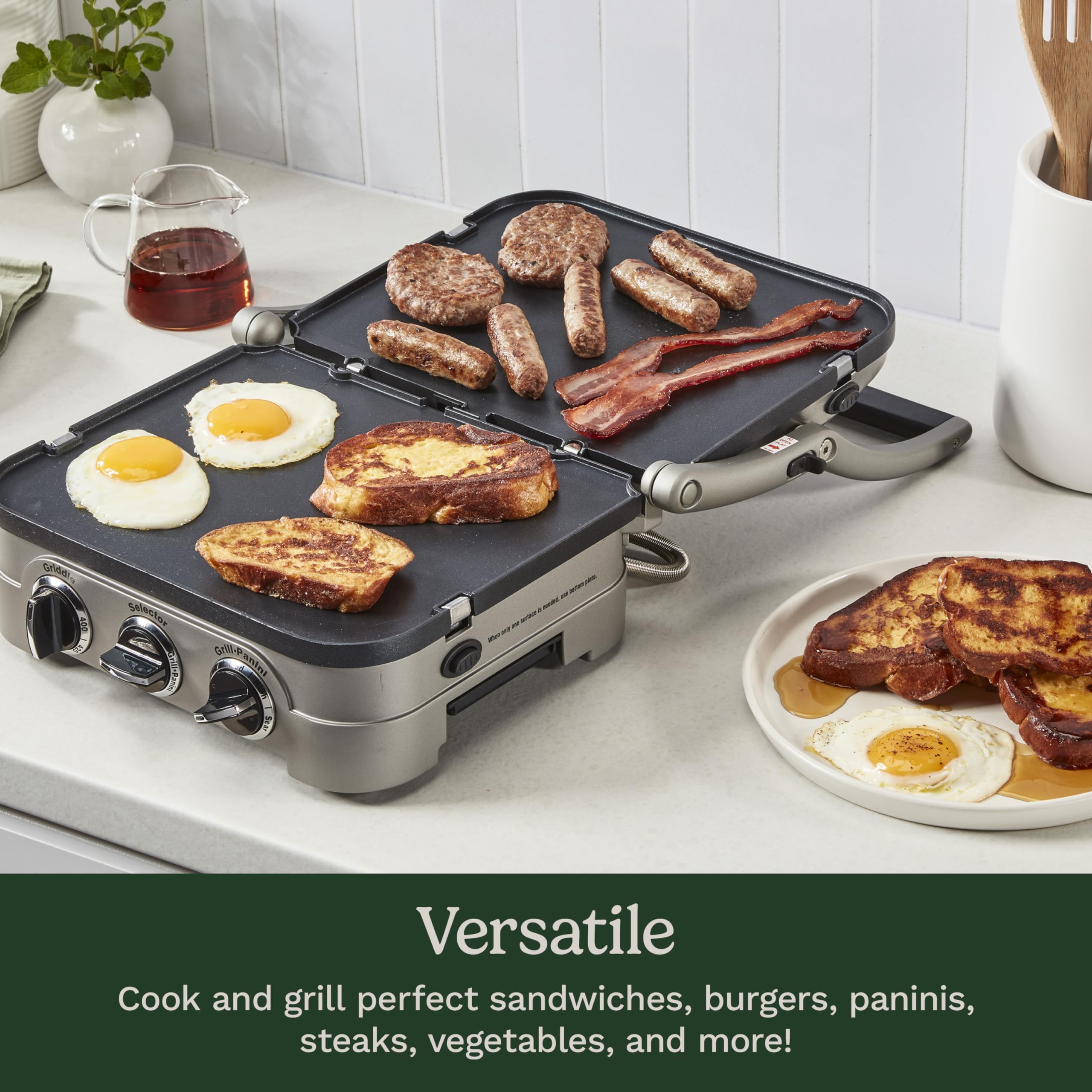 Cuisinart Griddler drip tray and scraper tool highlighting easy residue removal