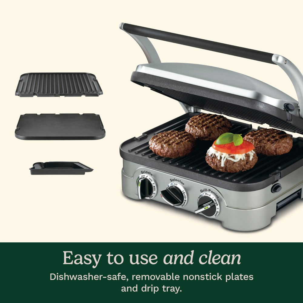Cuisinart Griddler with removed plates and drip tray for simple dishwasher cleaning