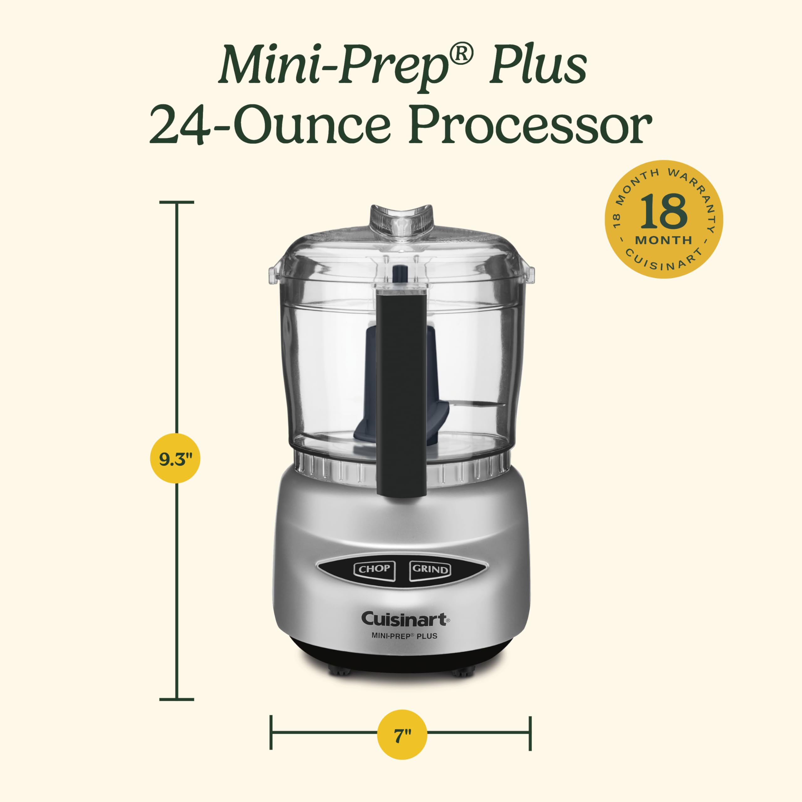 Cuisinart retail packaging with warranty card highlighting 18-month protection