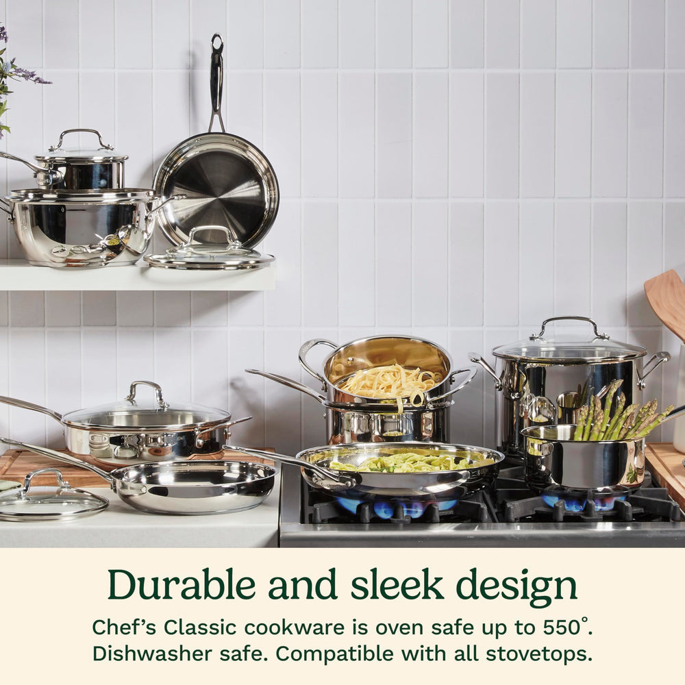 Cuisinart saucepan lid closeup highlighting snug fit and flavor-lock benefit