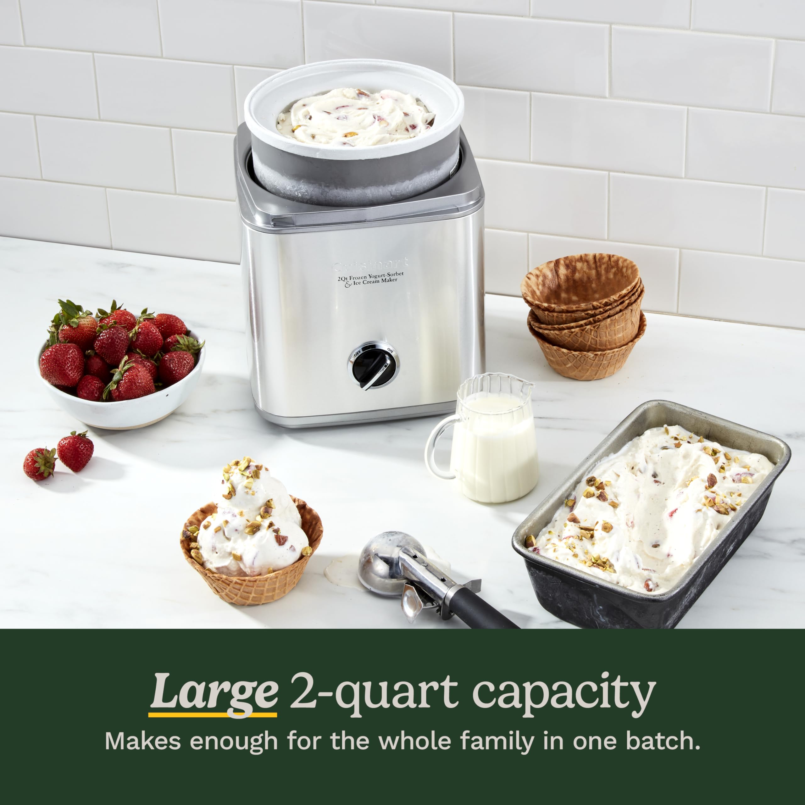 Cuisinart next to common kitchen items for size comparison, compact countertop fit