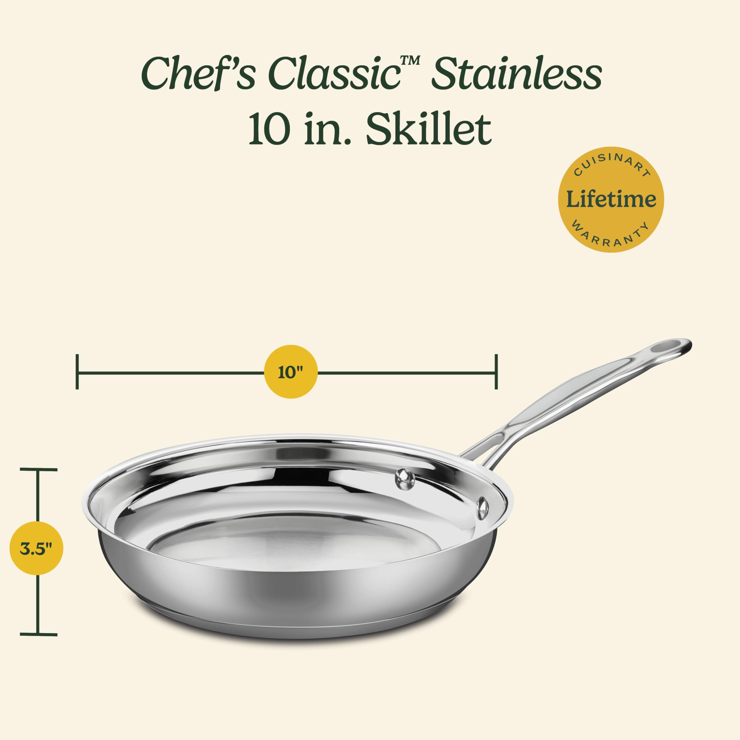Cuisinart skillet pouring sauce from tapered rim showing drip-free transfer and neat serving