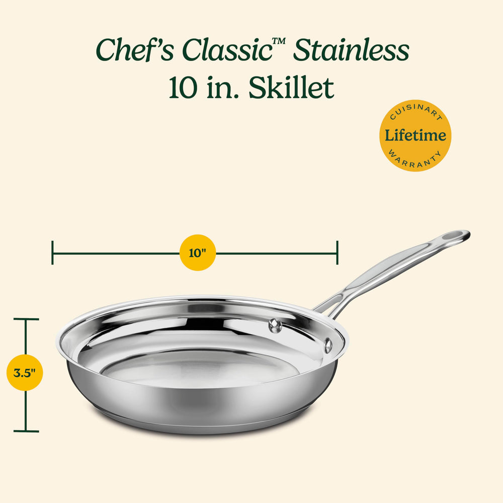 Cuisinart skillet pouring sauce from tapered rim showing drip-free transfer and neat serving