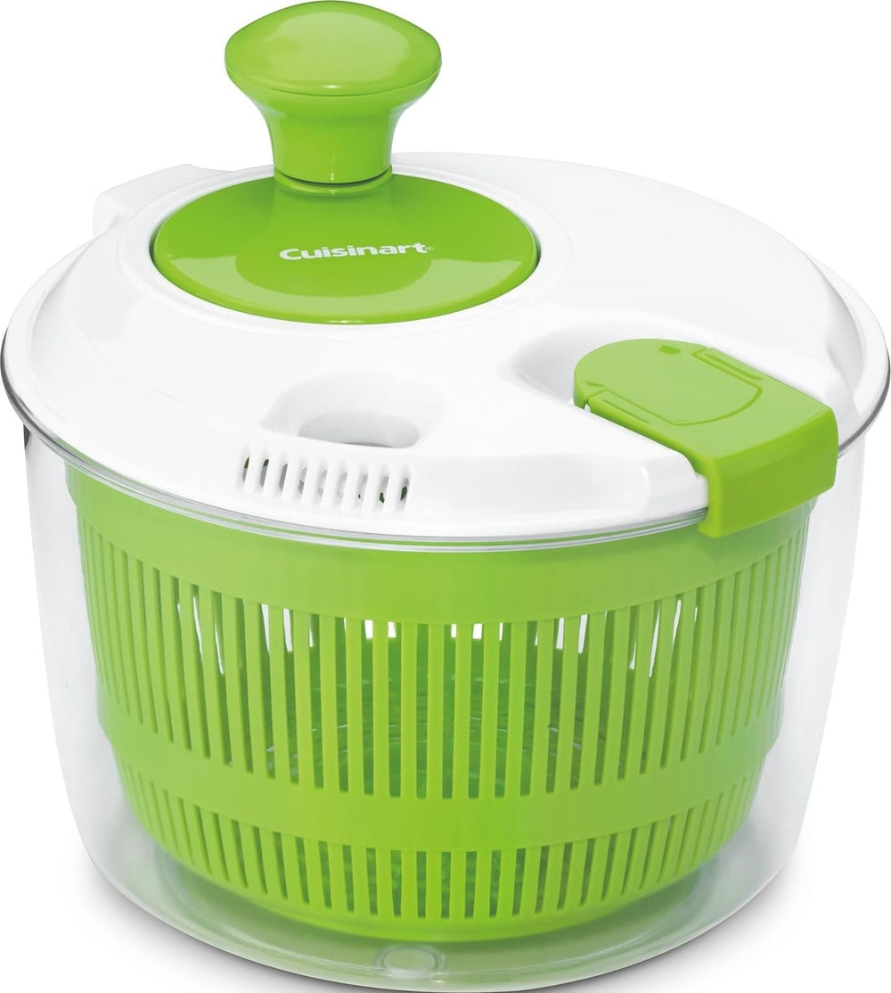 Cuisinart front view of spinner showing clear bowl and knob, ready to prep