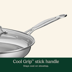 Cuisinart stainless cooking surface close-up showing nonreactive finish and durability