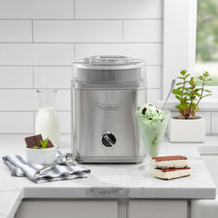 Cuisinart stainless-steel housing close-up revealing embossed logo and durability