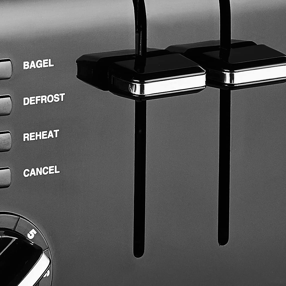 Cuisinart removable crumb tray pulled out for easy cleanup benefit