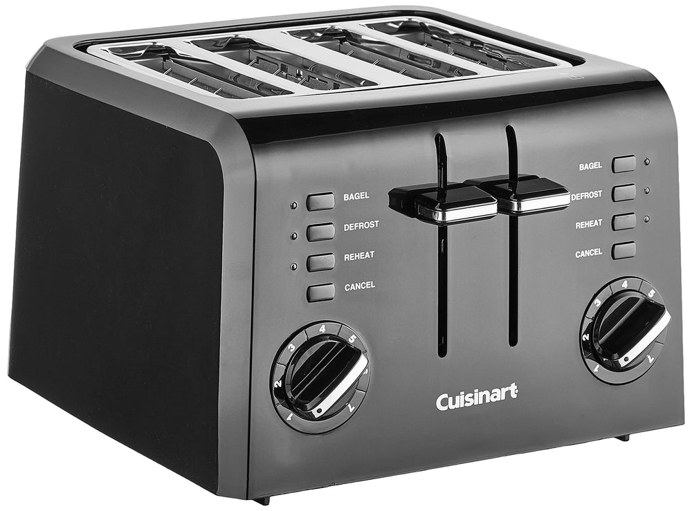 Cuisinart front view showing compact four-slice design and even toasting benefit