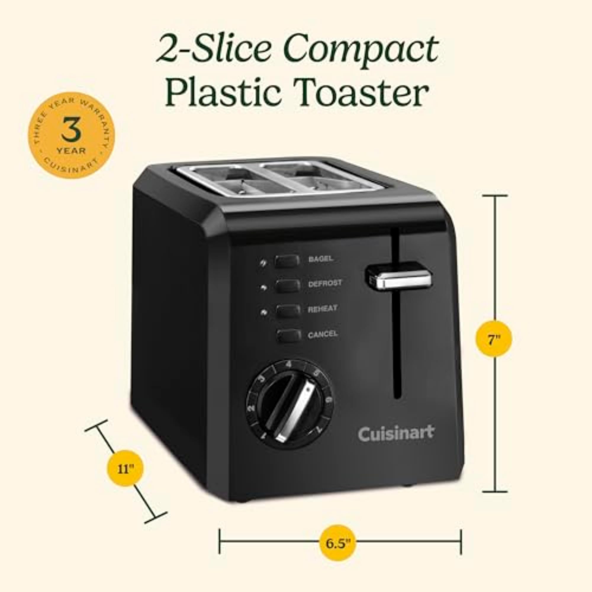Cuisinart toaster placed in a compact kitchen showing space-saving orientation benefit