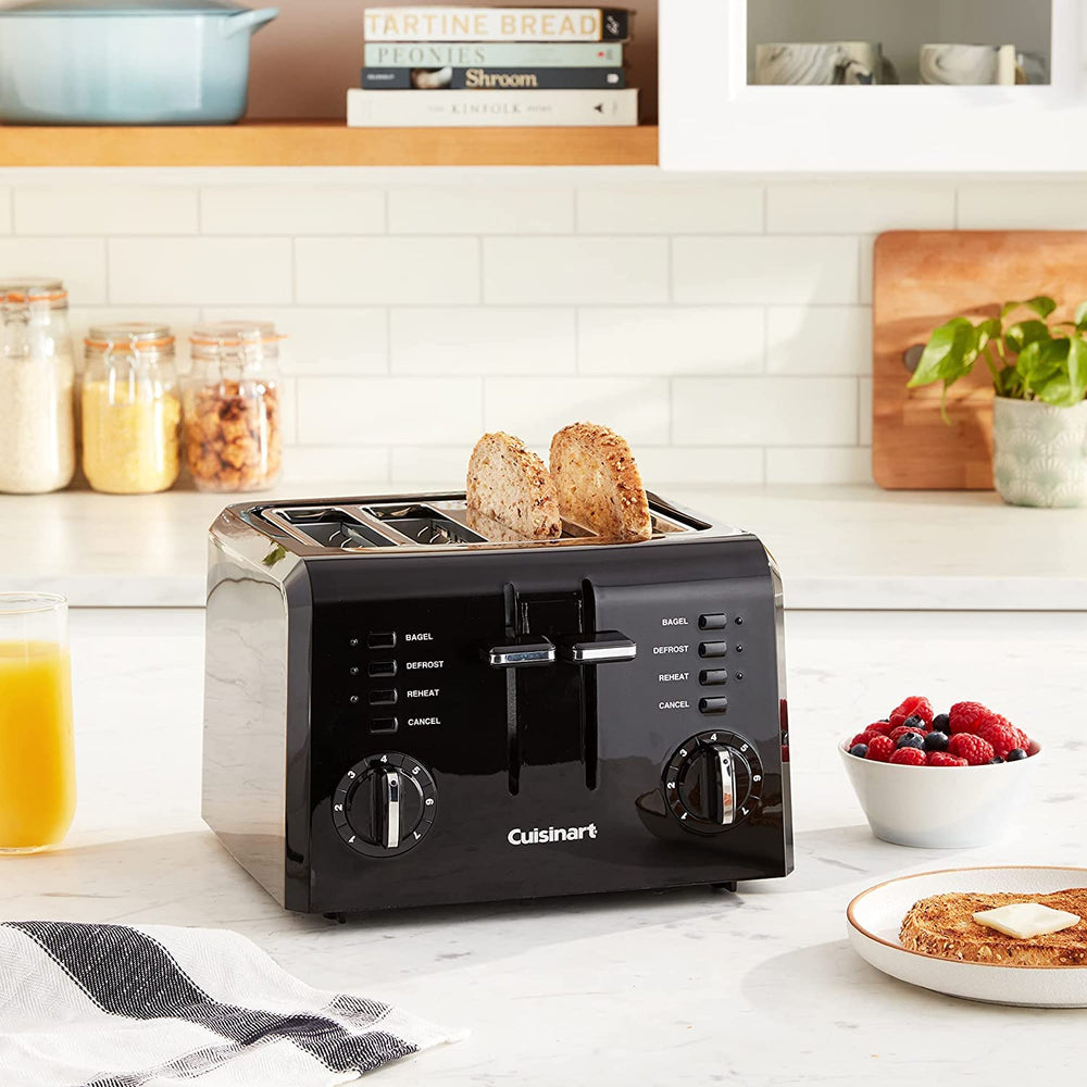 Cuisinart toaster in use with breakfast scene showing quick morning efficiency