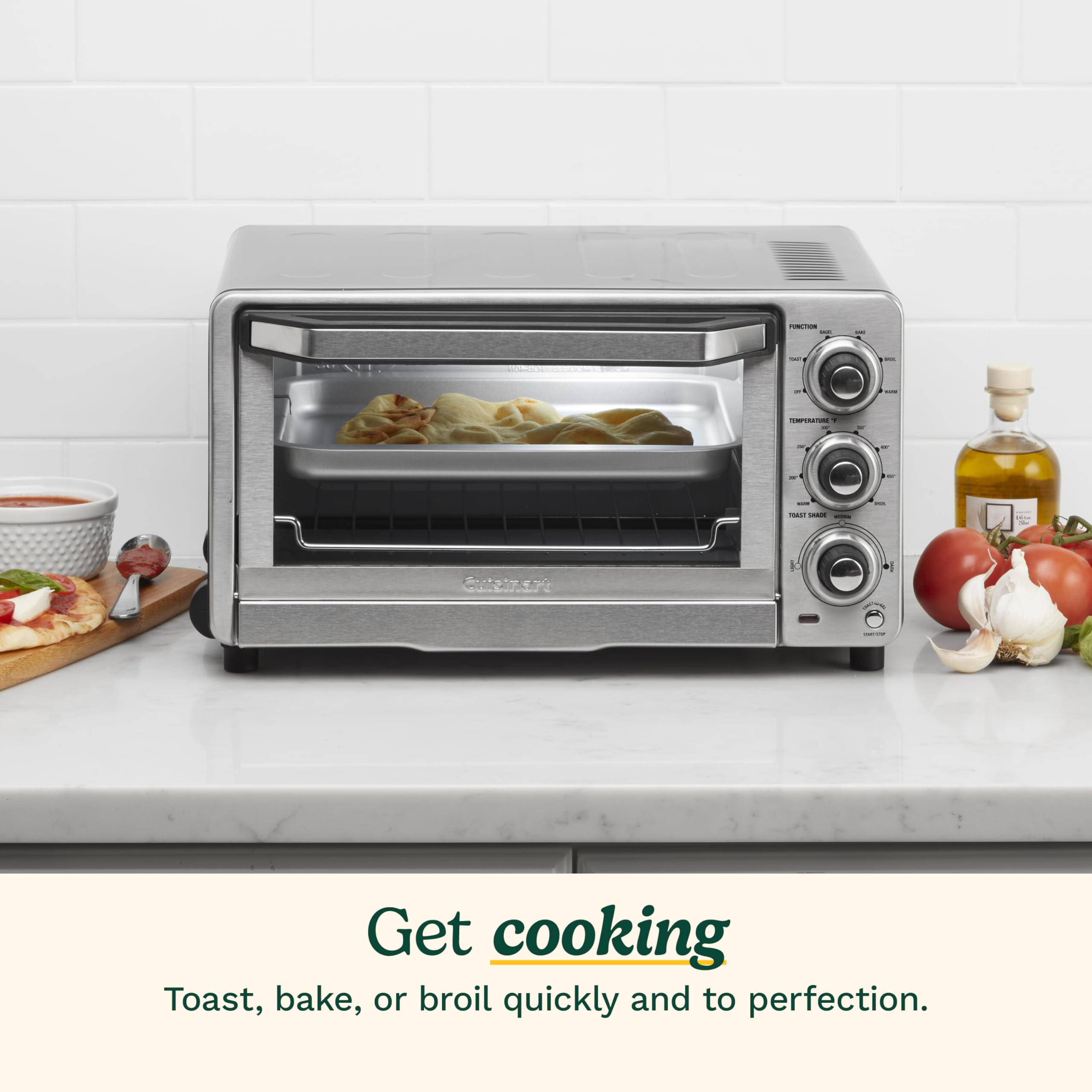 Cuisinart interior open with auto-slide rack illustrating easy removal and capacity