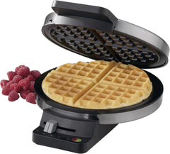 Cuisinart waffle maker front view stainless finish showing sleek design and durability