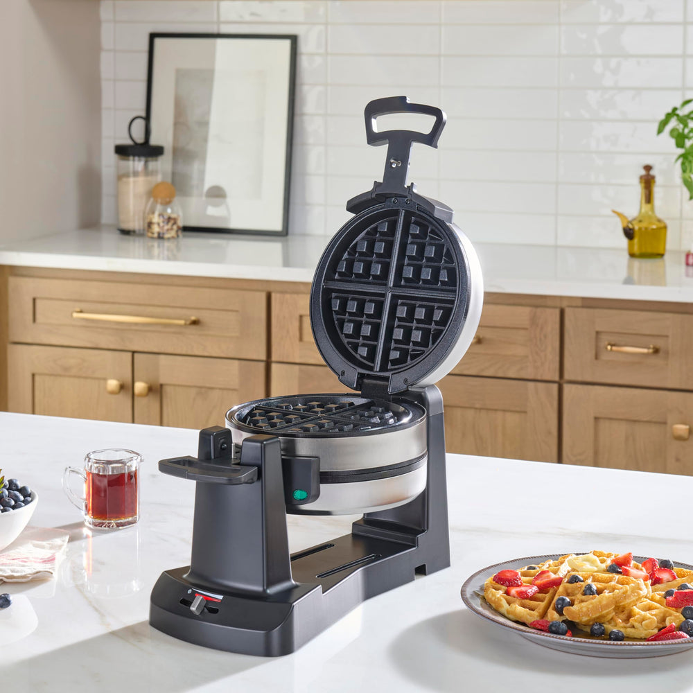 Cuisinart rotating flip action mid-turn ensuring even cooking and consistent texture