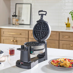 Cuisinart rotating flip action mid-turn ensuring even cooking and consistent texture