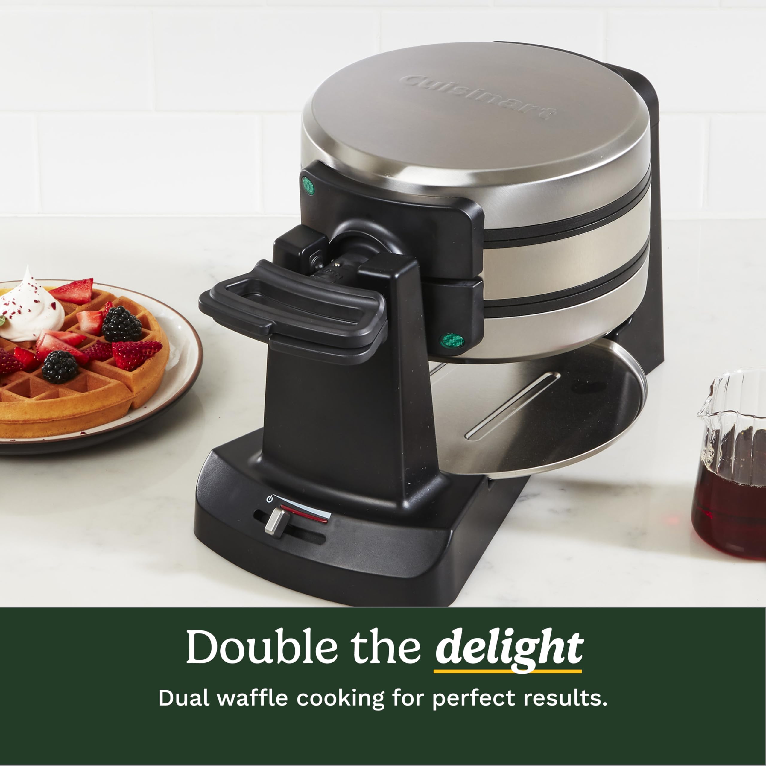 Cuisinart close-up of PFAS-free ceramic nonstick plate for easy waffle release
