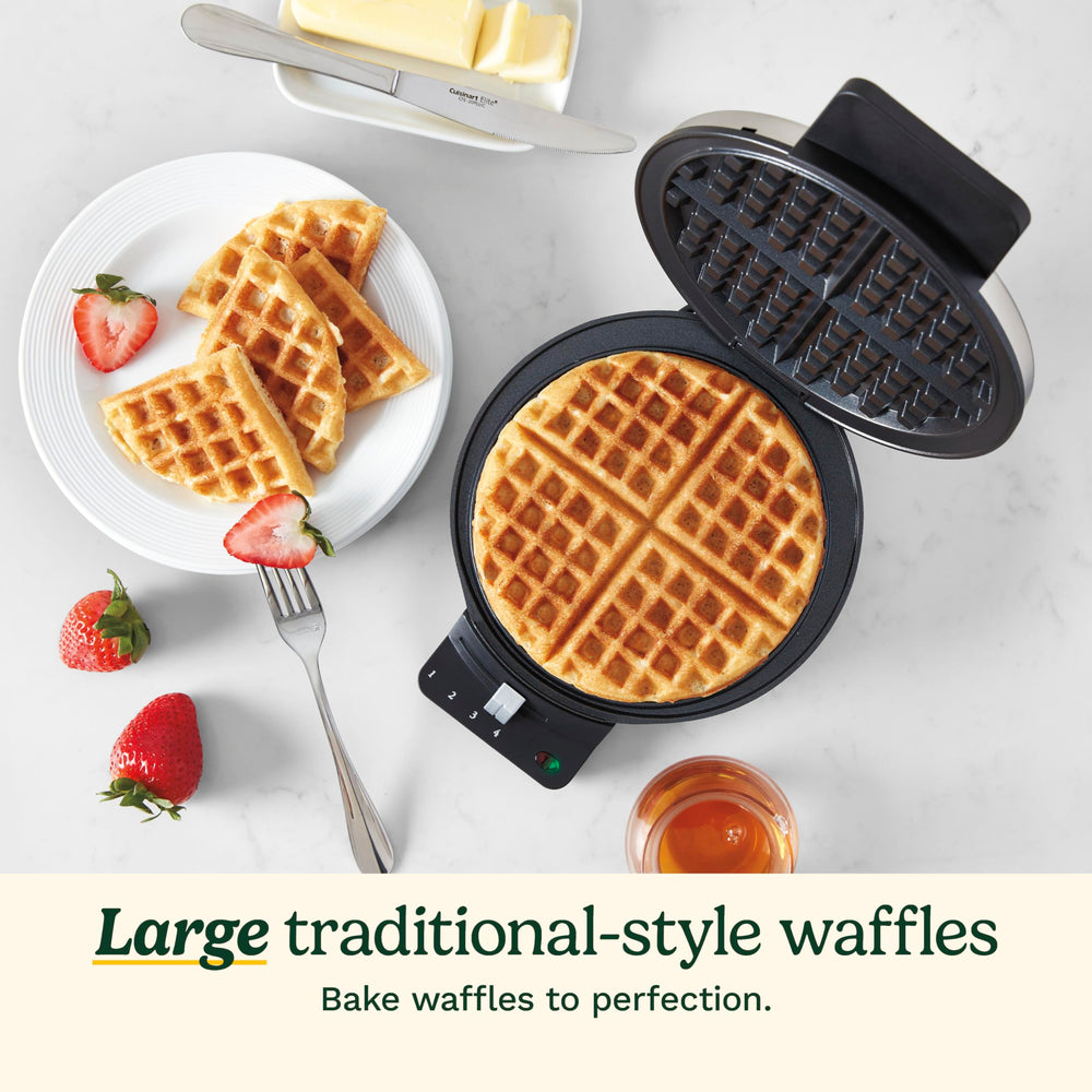 Cuisinart waffle close-up showing deep pockets for holding toppings