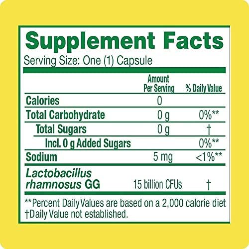 Back of Culturelle packaging with directions and storage guidance
