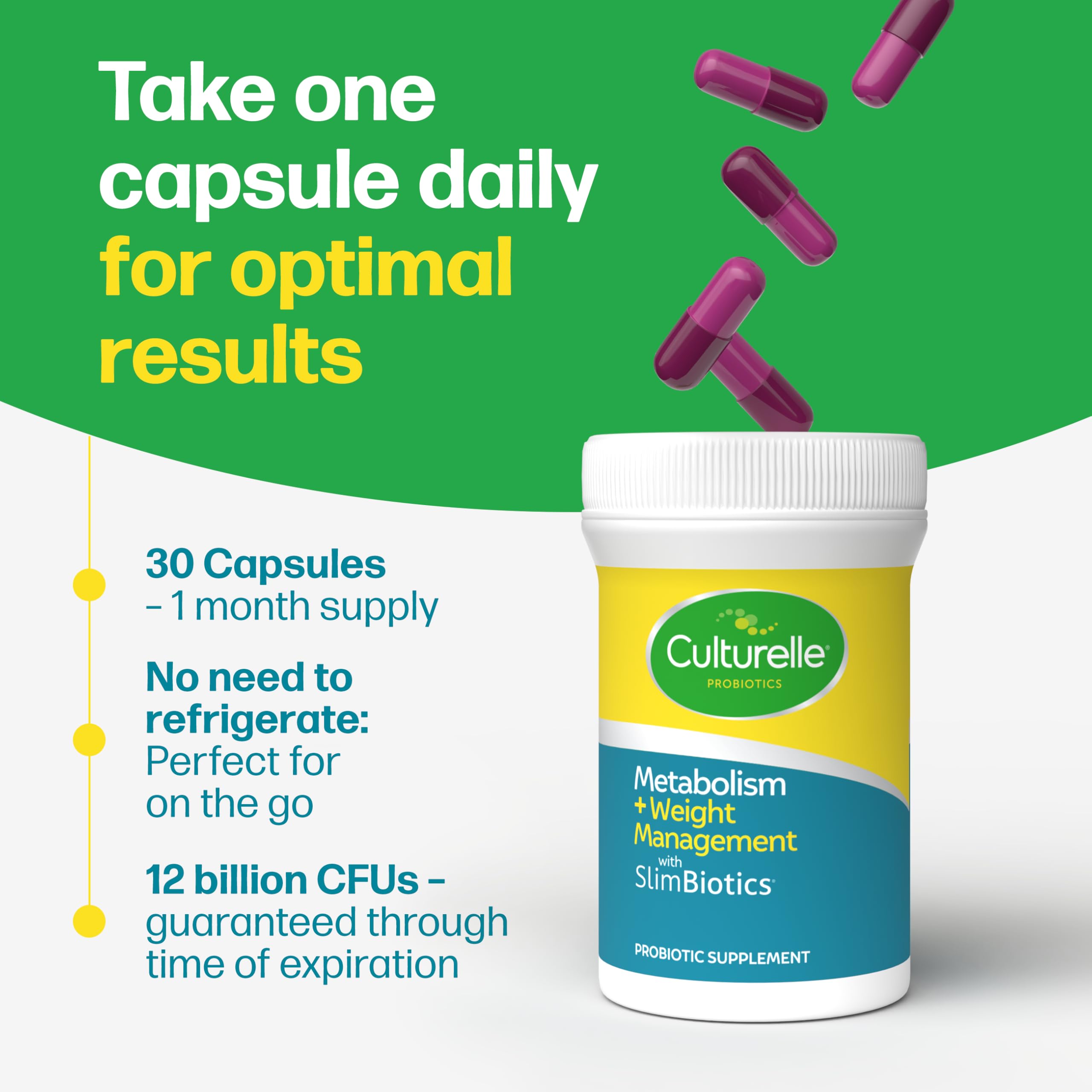 Graphic of Culturelle ingredients showing SlimBiotics strains and science-backed benefit