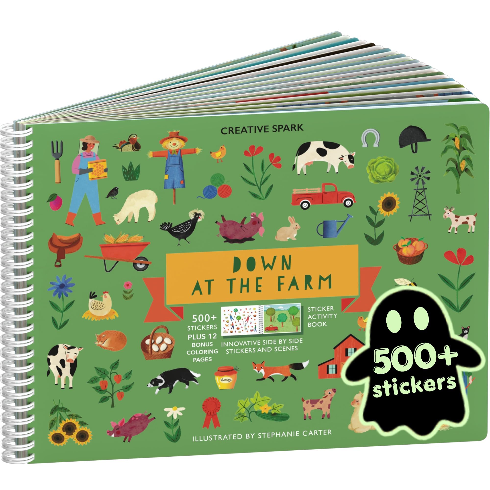 CUPKIN front cover showing farm animals and 500+ stickers, sparks imaginative play