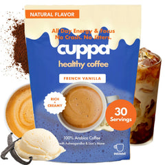 Cuppa Healthy Coffee front packaging showing product benefits and flavor
