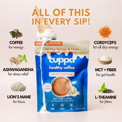 Cuppa Healthy Coffee powder close-up displaying creamy texture and mixability