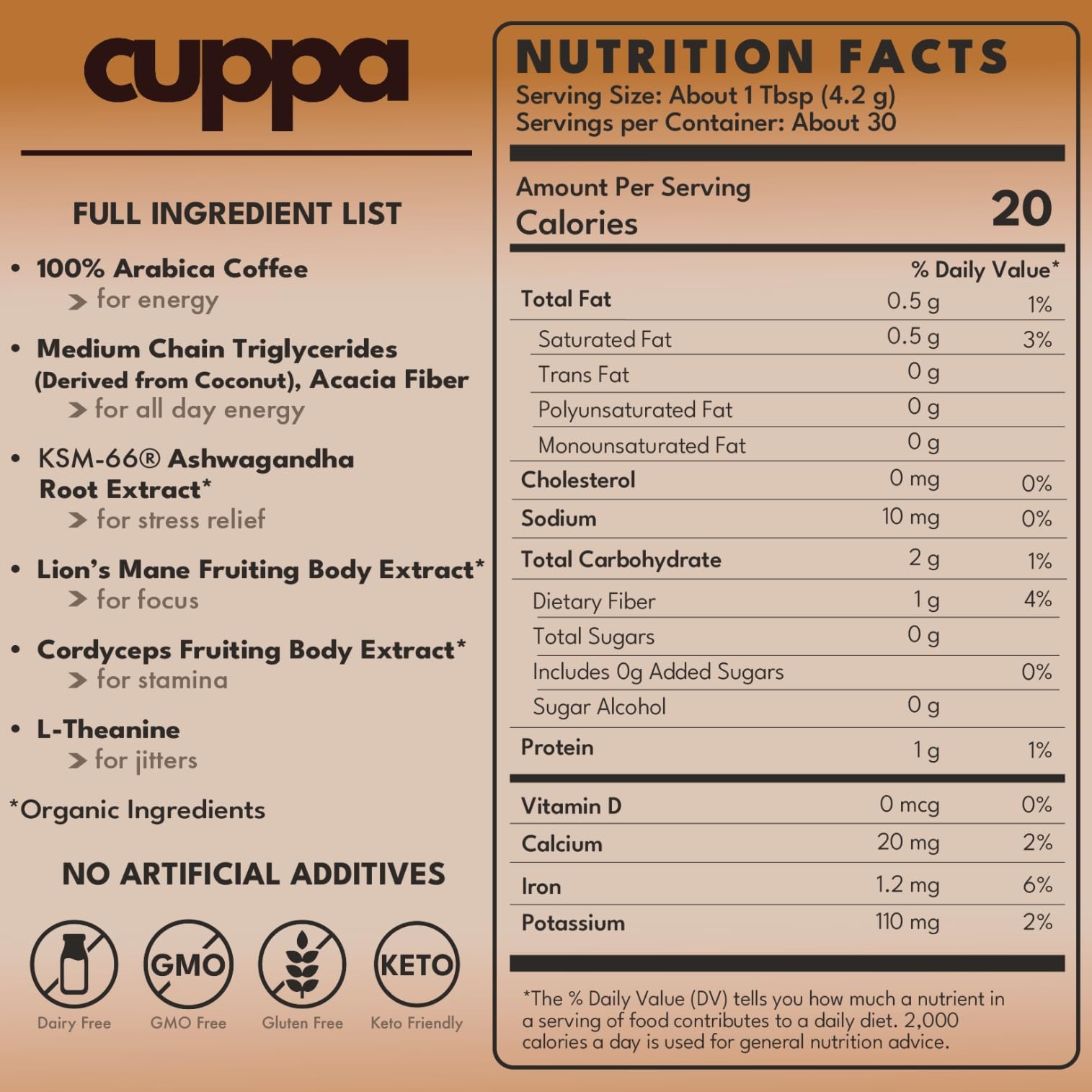 Cuppa Healthy Coffee open jar showing fine powder texture for easy mixing
