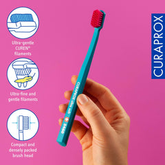 Curaprox angled compact head reaching back molars to improve access and effectiveness