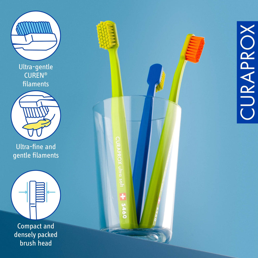 Curaprox CS 5460 angled head detail demonstrating reach into tight spots for precise plaque removal