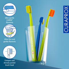 Curaprox CS 5460 angled head detail demonstrating reach into tight spots for precise plaque removal