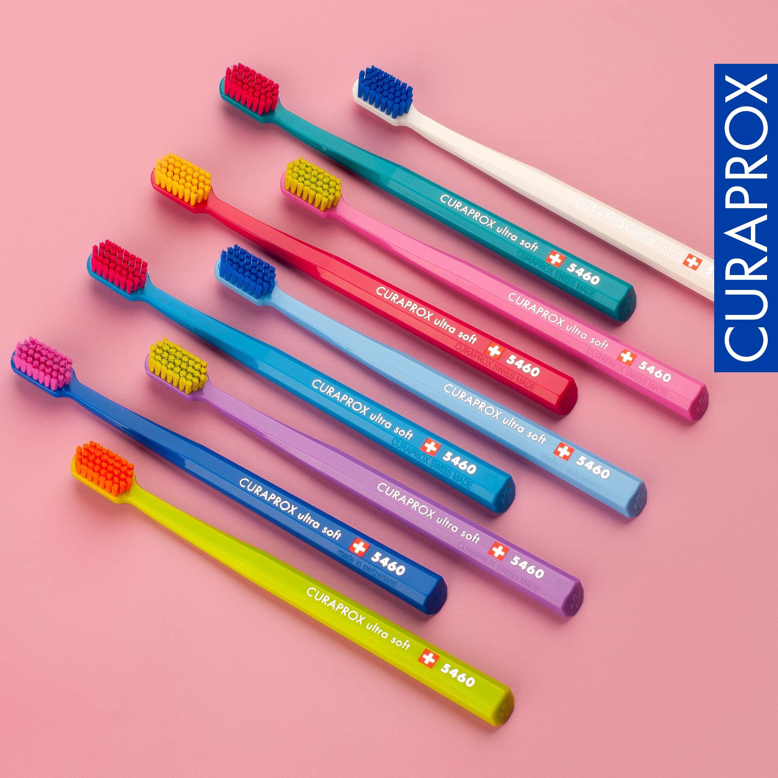 Curaprox CS 5460 in a bright bathroom lifestyle scene showing daily routine integration