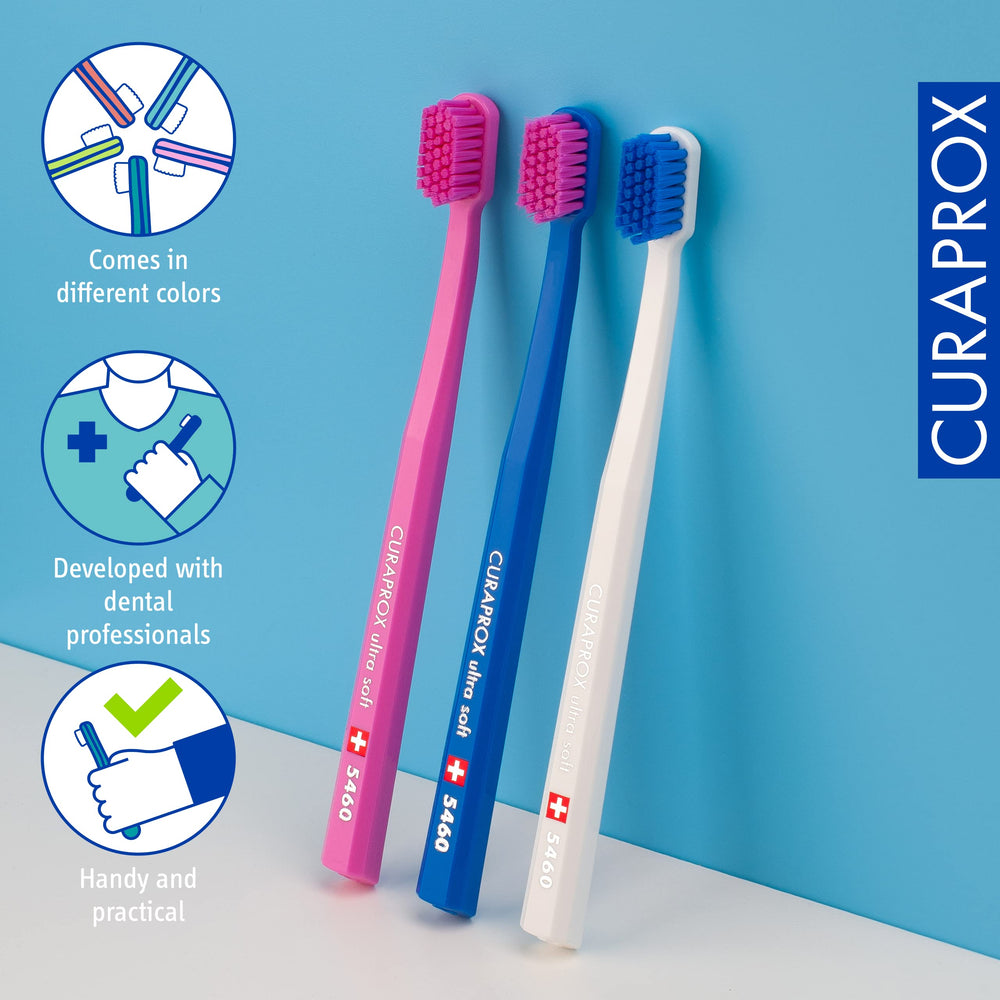 Curaprox CS 5460 octagonal handle grip highlighting ergonomic control for steady brushing
