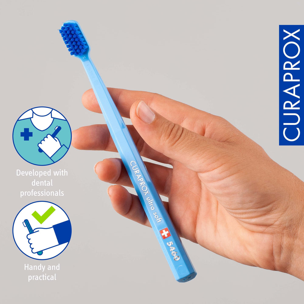 Curaprox octagonal handle close detail showing ergonomic grip for better brushing technique