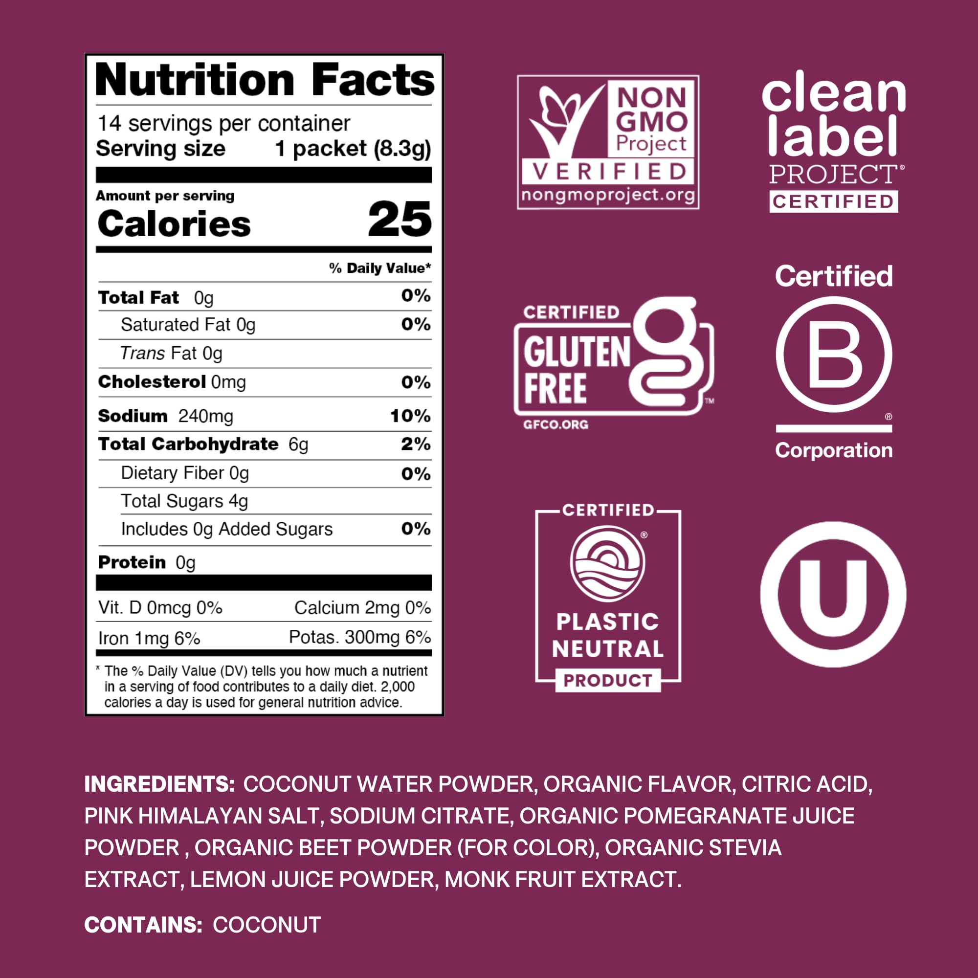 Cure Hydration packet opened to show berry pomegranate powder texture