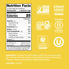 Cure Hydration single packet beside sliced lemon illustrating convenient portioning