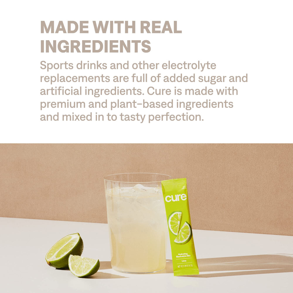 Cure Hydration lime in use at gym showing workout electrolyte support benefit