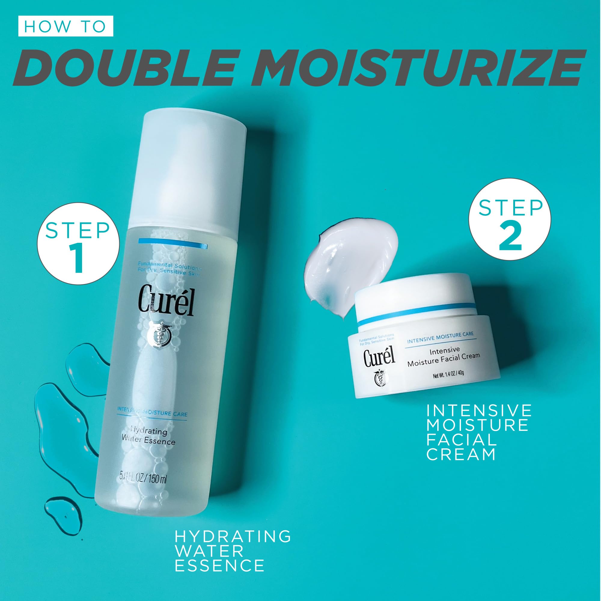 Curel moisturizer paired with hydrating water essence to show layering benefits