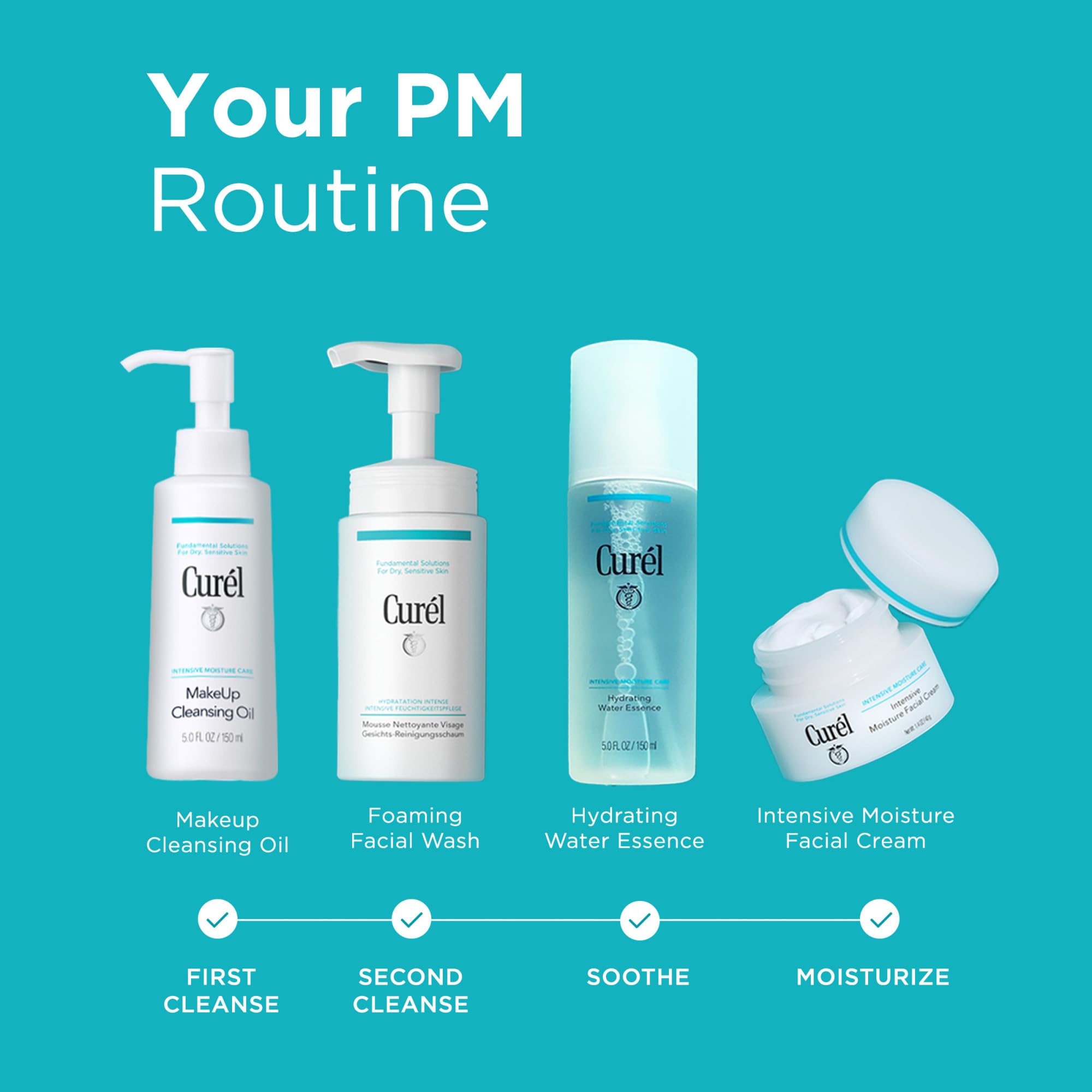 Curel jar on bathroom shelf illustrating nightly routine and calming atmosphere