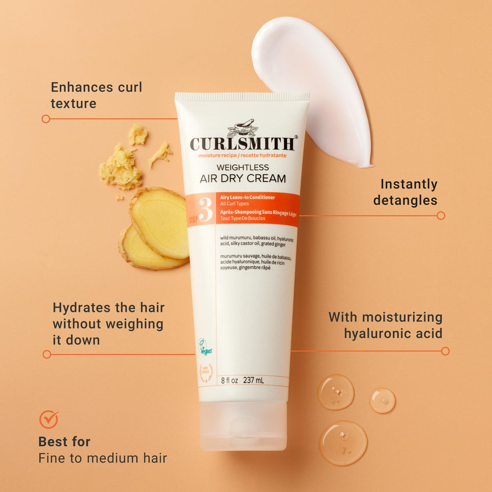 CURLSMITH cream texture close-up demonstrating silky, non-greasy slip