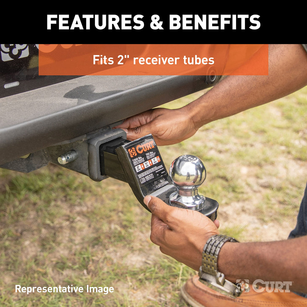 CURT ball mount installed on vehicle hitch, quick ready-to-tow convenience