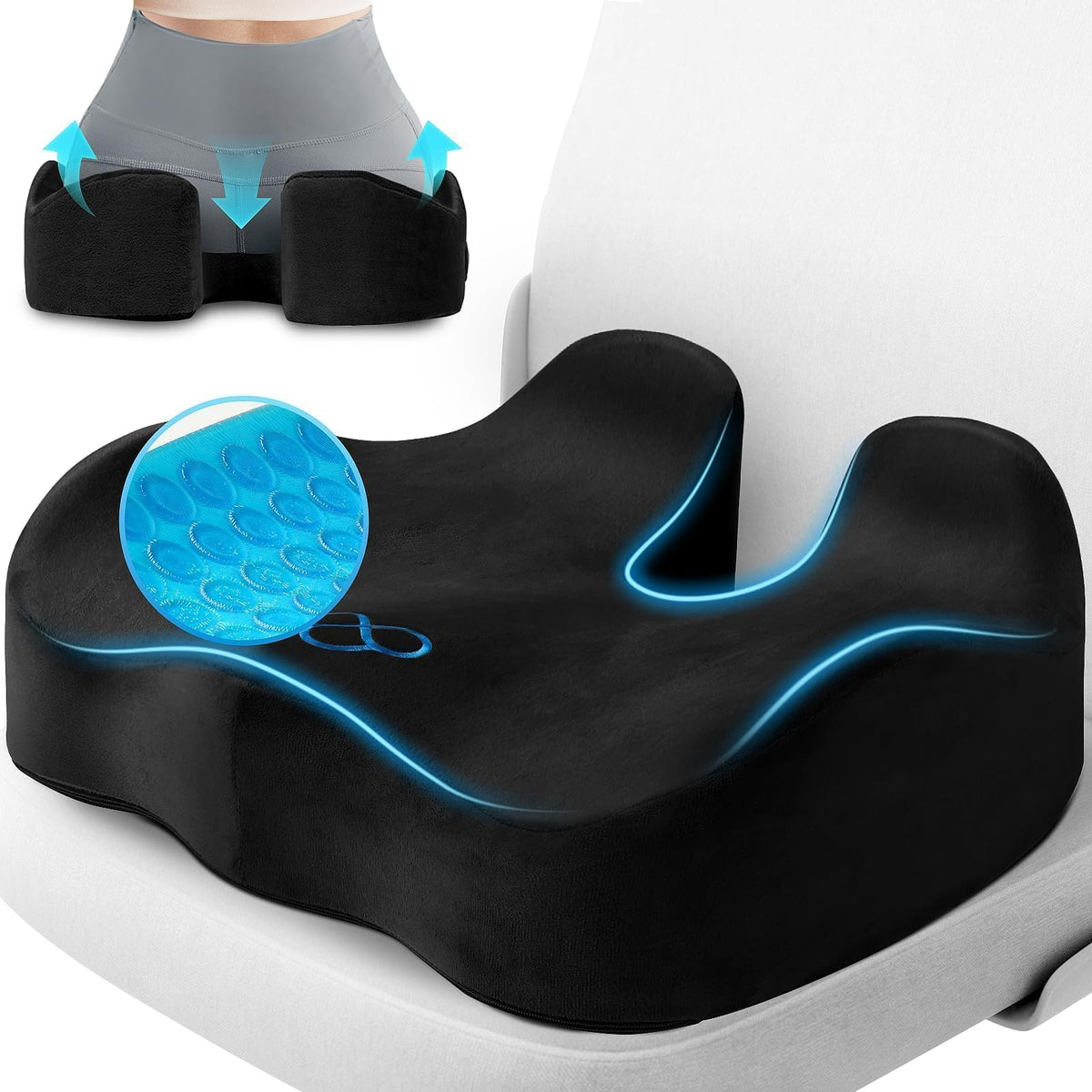 CushyOasis front view of cushion showing ergonomic contour and comfortable support