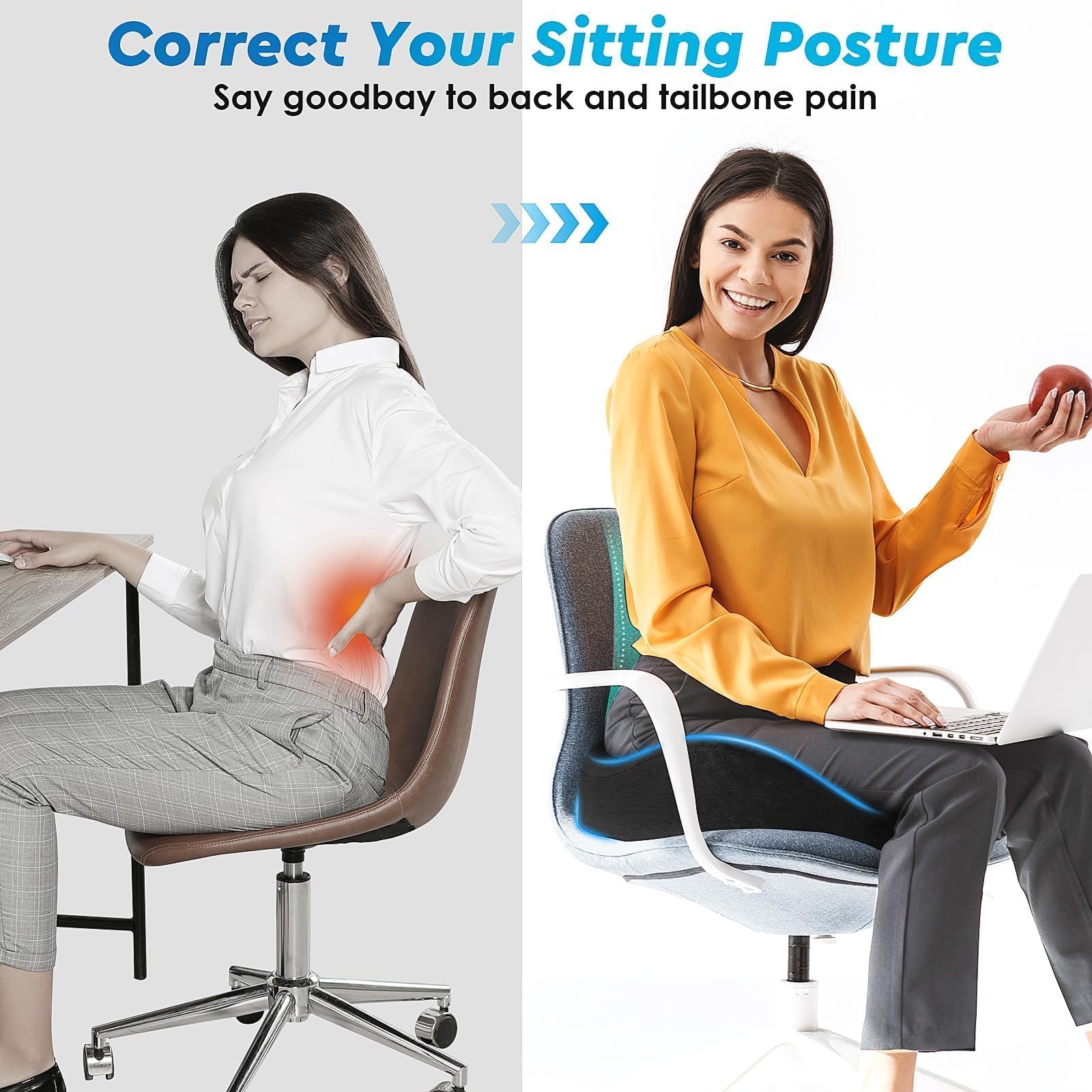 CushyOasis placed on a car seat showing portable comfort for drivers