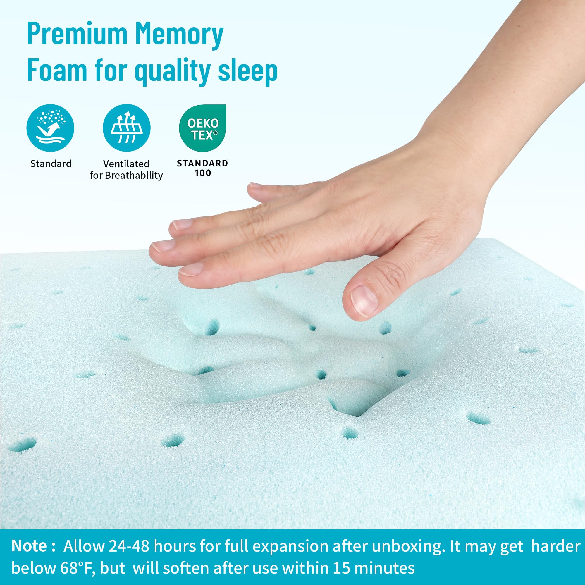 CushyOasis standard pillow on bed demonstrating comfortable sleeping setup