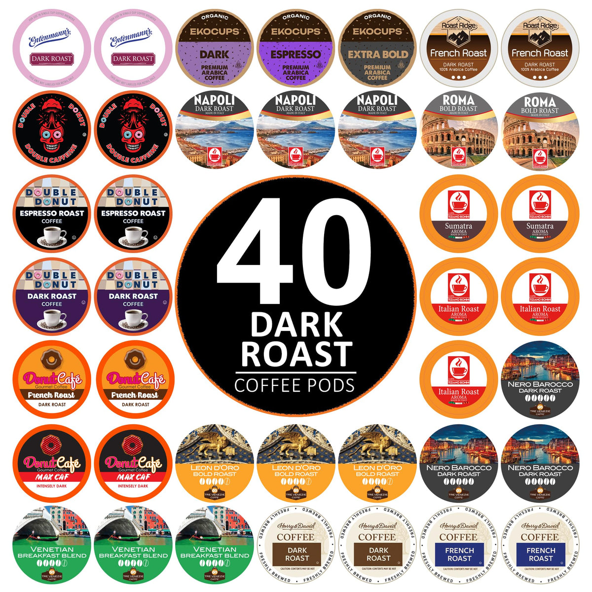 Custom Variety Pack front packaging showing 40-count and brand logos, highlights convenience