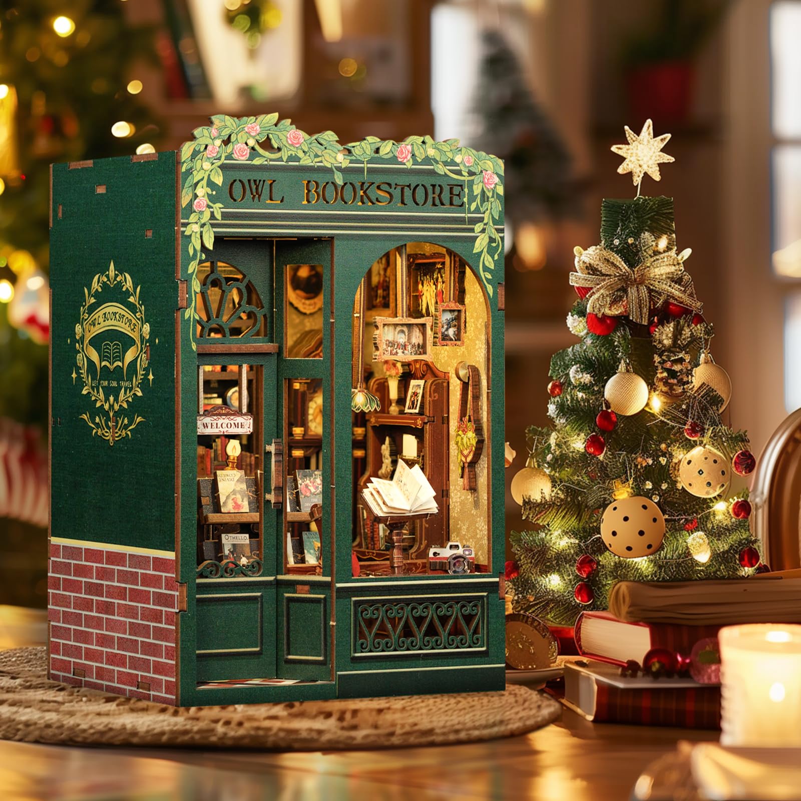 CUTEBEE Owl Bookstore on a desk as lifestyle decor and ambient light